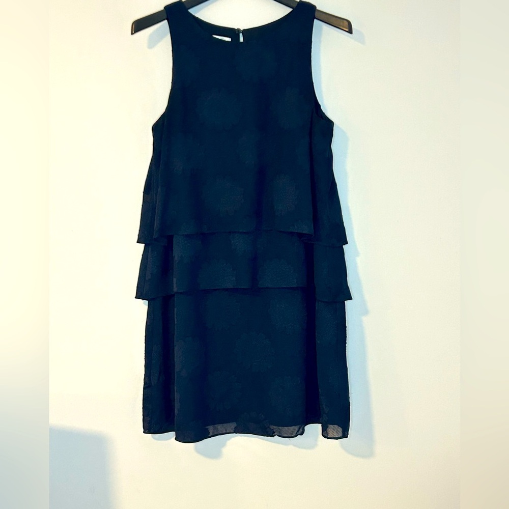 Jessica London Sleeveless Ruffle Tiered Dress – dark blue, Size 10P